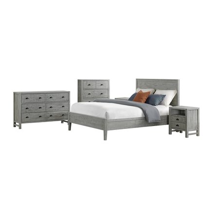 ALATERRE FURNITURE Arden 5-Piece Wood Bedroom Set w/Queen Bed, Two 2-Drwr Nightstand, 5-Drwr Chest, 6-Drwr Dresser, Gray ANAN011343032